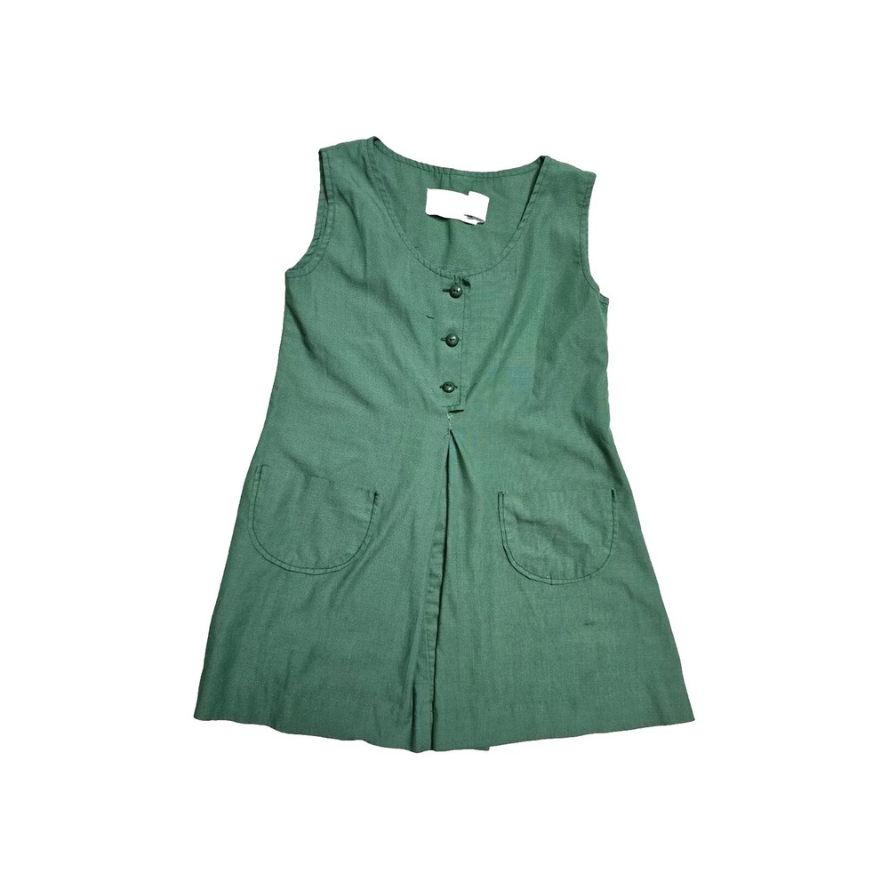 Vintage 1960s Girl Scout Uniform Dress  Green With Pockets Size 7